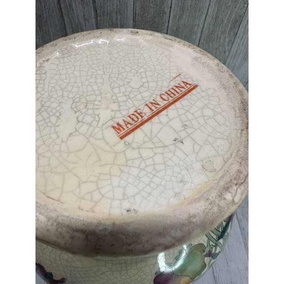 Vtg Chinese Tropical Birds and Floral Decor Pitcher Ceramic with Handle 10" Tall - Picture 6 of 12